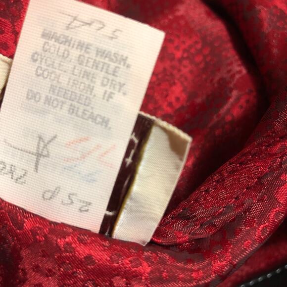 Pellini Von Bramlett Vintage Dress Burgundy Damask Belted Midi Size 5.6 - Picture 4 of 9